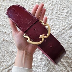 Statement Waist Belt Burgundy Leather Axcess Sz S